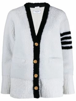 Thom Browne 4-Bar stripe shearling cardigan