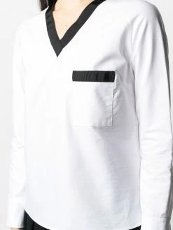 Thom Browne grosgrain trim V-neck blouse