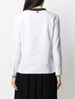 Thom Browne grosgrain trim V-neck blouse