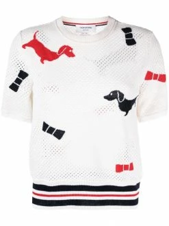 Thom Browne Hector-icon mesh T-shirt