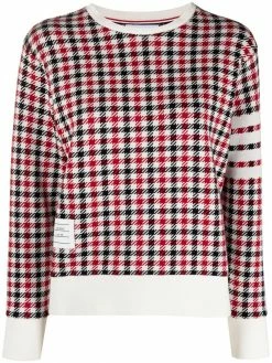 Thom Browne 4-Bar stripe checked sweatshirt