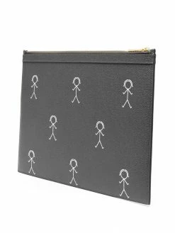 Thom Browne stick figure-print clutch bag