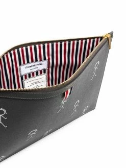 Thom Browne stick figure-print clutch bag
