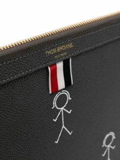 Thom Browne stick figure-print clutch bag
