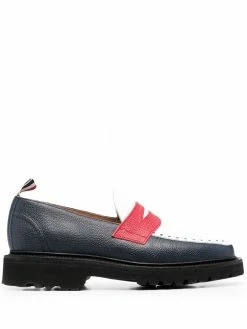 Thom Browne contrast panel pebbled loafers