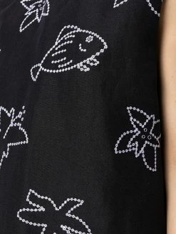 Thom Browne floral fish sleeveless mini dress