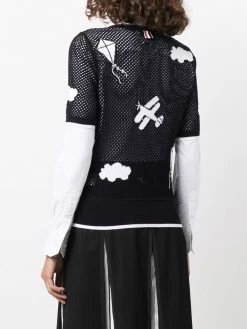 Thom Browne Sky Icons mesh T-shirt