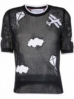 Thom Browne Sky Icons mesh T-shirt