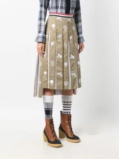 Thom Browne Sky Icons-embroidered pleated skirt