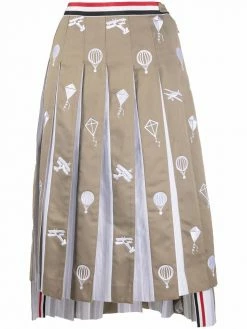 Thom Browne Sky Icons-embroidered pleated skirt