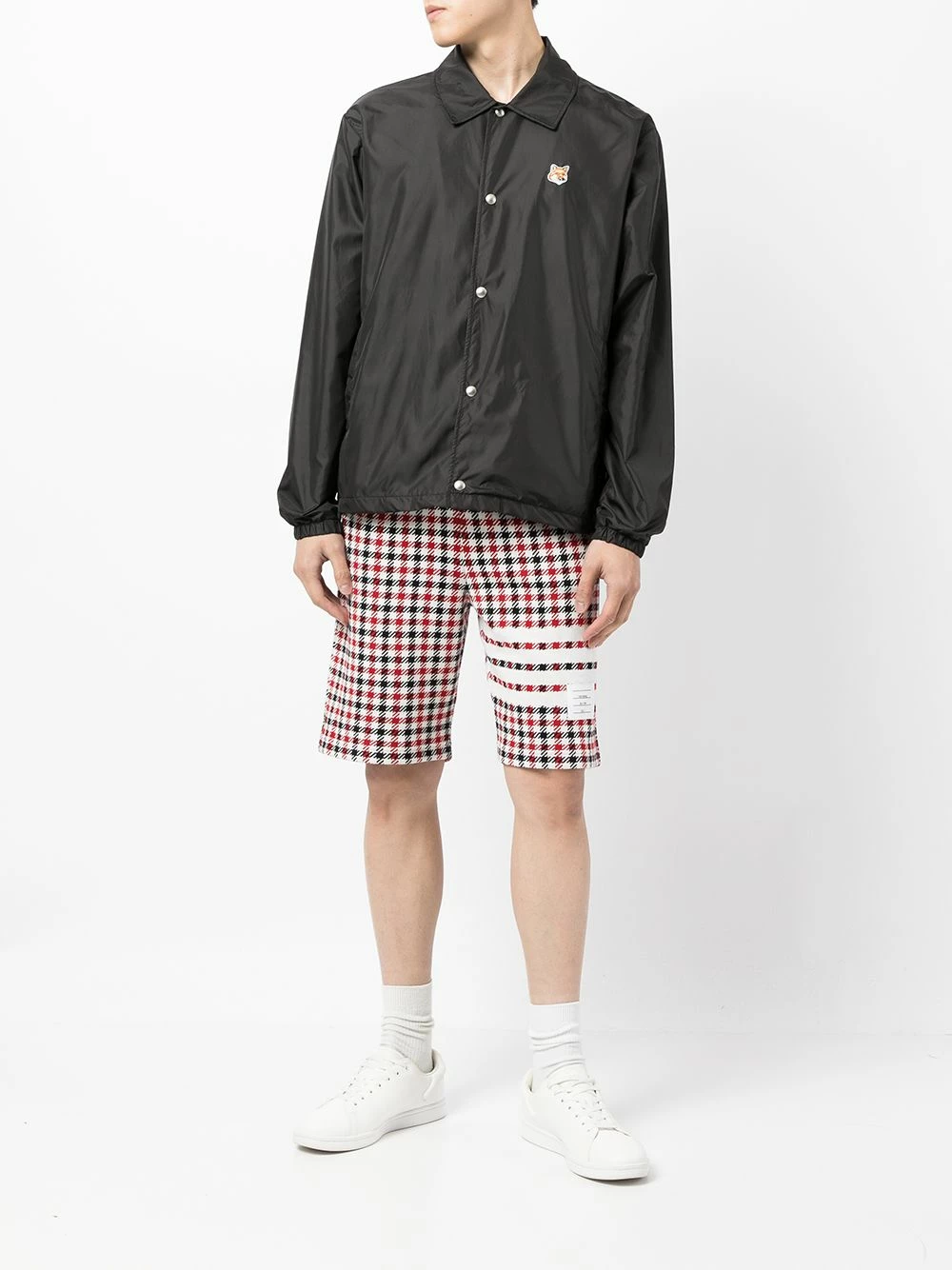 Thom Browne 4 Bar stripe checked shorts track & running shorts of men 2 Thom Browne 4-Bar stripe checked shorts