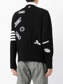 Thom Browne 4 Bar patch detail cardigan cardigans of men 8 Thom Browne 4-Bar patch-detail cardigan