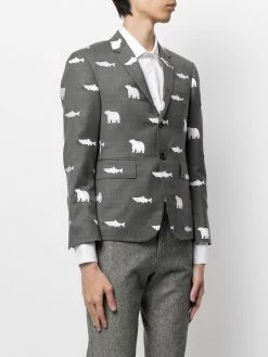 Thom Browne animal-print wool blazer