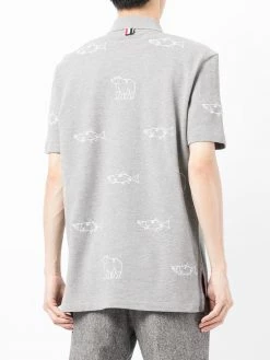Thom Browne bear fish embroidered polo shirt