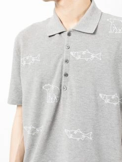 Thom Browne bear fish embroidered polo shirt