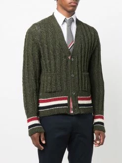 Thom Browne cable-knit tri-stripe cardigan