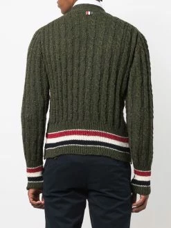 Thom Browne cable-knit tri-stripe cardigan