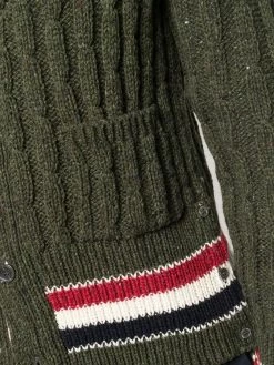Thom Browne cable-knit tri-stripe cardigan