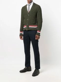 Thom Browne cable-knit tri-stripe cardigan
