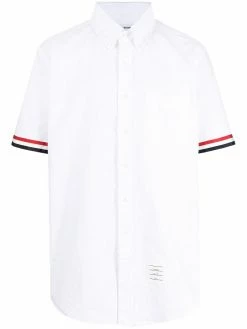 Thom Browne grosgrain-trim short-sleeve shirt