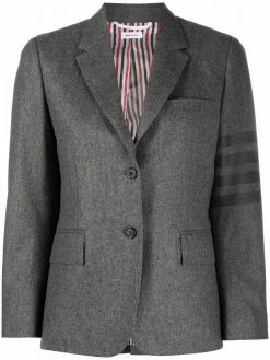 Thom Browne 4-Bar stripe cropped button-front blazer