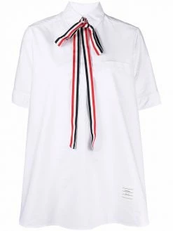 Thom Browne RWB pussybow-collar blouse