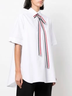 Thom Browne RWB pussybow-collar blouse