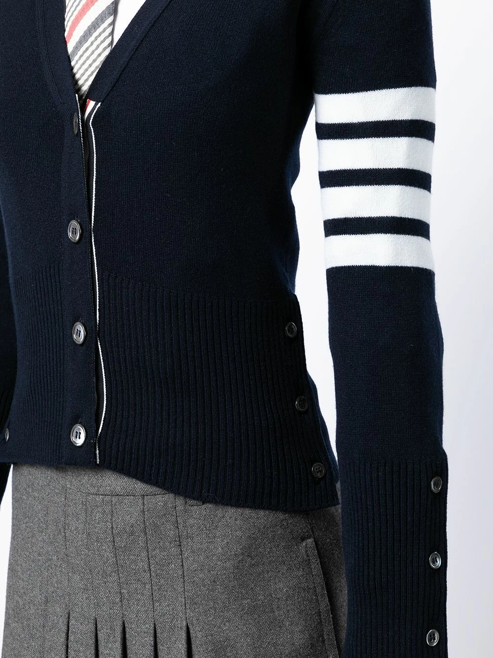 Thom Browne Stripe detail cashmere cardigan cardigans of women 5 Thom Browne stripe-detail cashmere cardigan