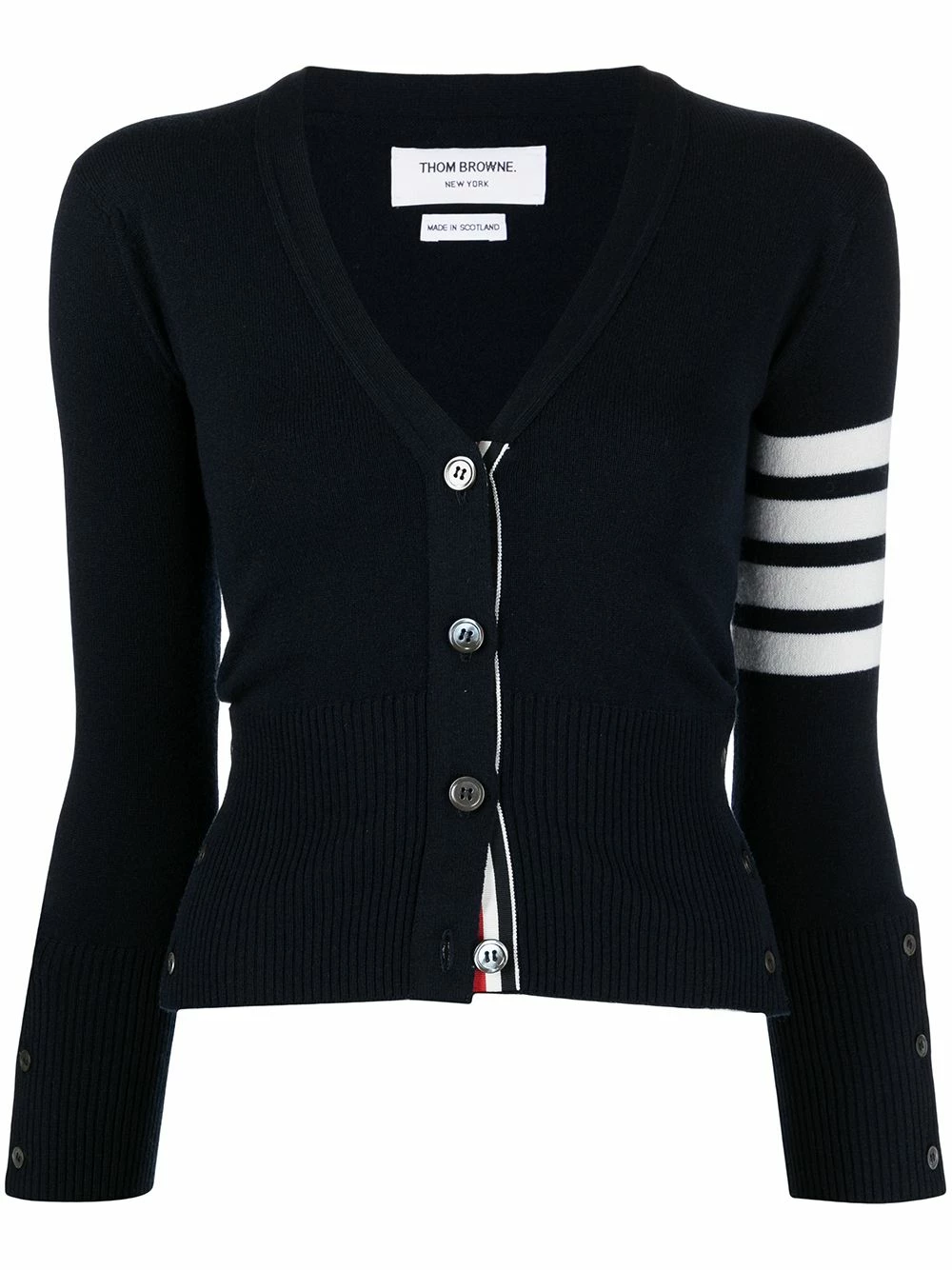 Thom Browne Stripe detail cashmere cardigan cardigans of women 1 Thom Browne stripe-detail cashmere cardigan