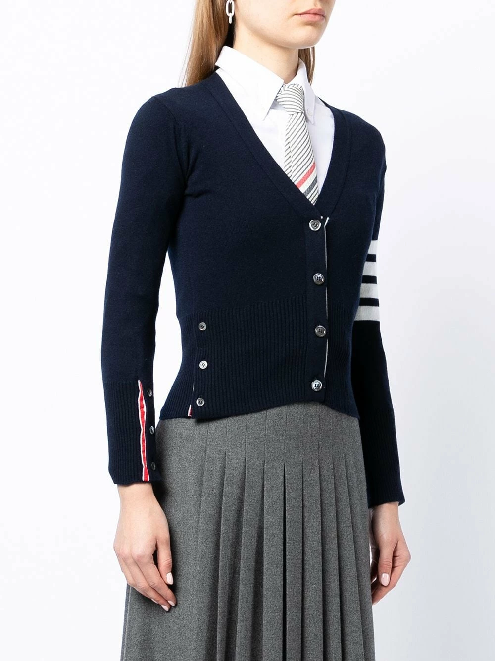 Thom Browne Stripe detail cashmere cardigan cardigans of women 3 Thom Browne stripe-detail cashmere cardigan