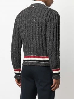 Thom Browne RWB stripe cable-knit cardigan