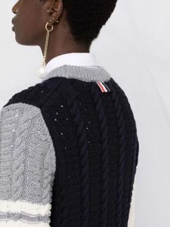 Thom Browne 4-bar stripe colour block knitted jumper