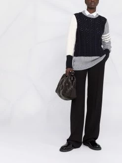 Thom Browne 4-bar stripe colour block knitted jumper