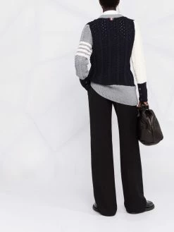 Thom Browne 4-bar stripe colour block knitted jumper