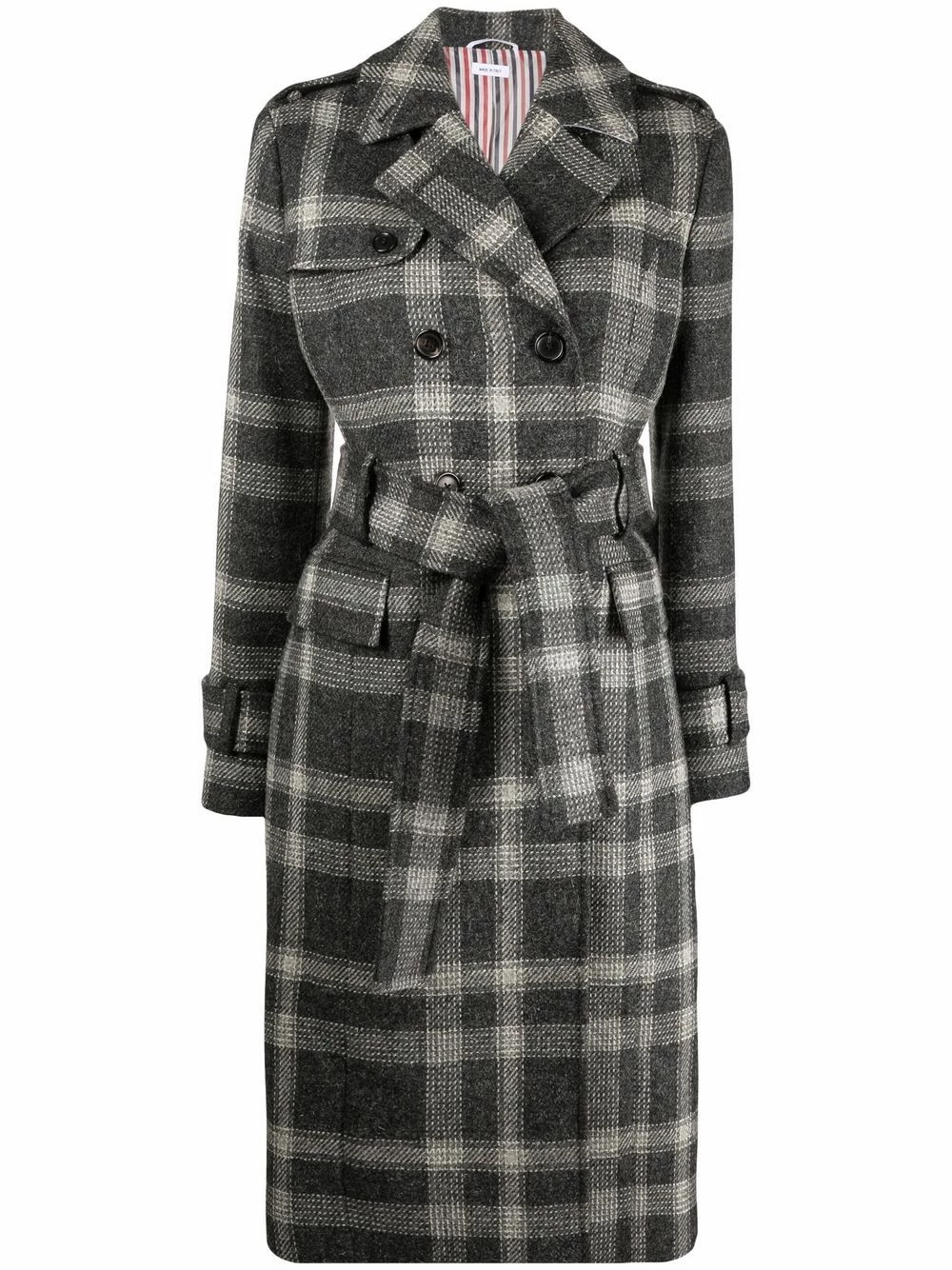 Thom Browne Check pattern doubled breasted belted coat double breasted & peacoats of women 1 Thom Browne check pattern doubled breasted belted coat