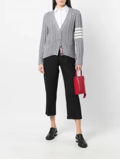 Thom Browne cable-knit four-stripe cardigan