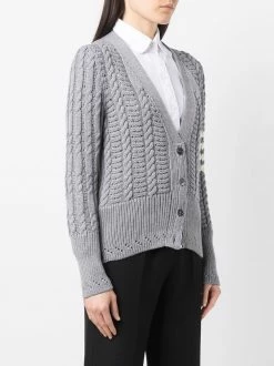 Thom Browne cable-knit four-stripe cardigan