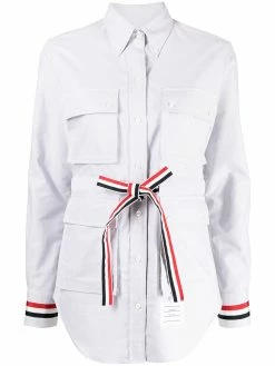 Thom Browne RWB-stripe flap-pocket shirt