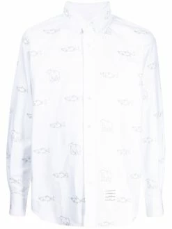 Thom Browne animal-embroidered long-sleeve shirt