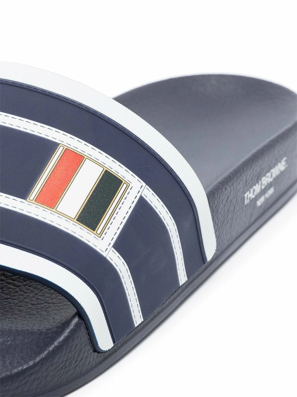 Thom Browne RWB stripe slip on slides flip flops of men 2 Thom Browne RWB-stripe slip-on slides